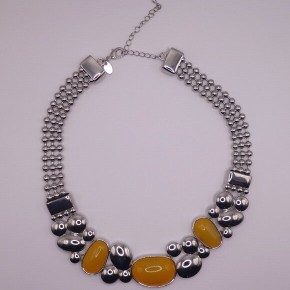 Lia Sophia Silver-tone and Yellow Cloud Burst Statement Necklace - Picture 4 of 9